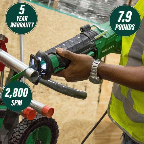  Metabo HPT Reciprocating Saw Corded 11-Amp Variable Speed Orbital Function Switch Bevel Gear Drive System Adjustable Pivot Foot CR13VST