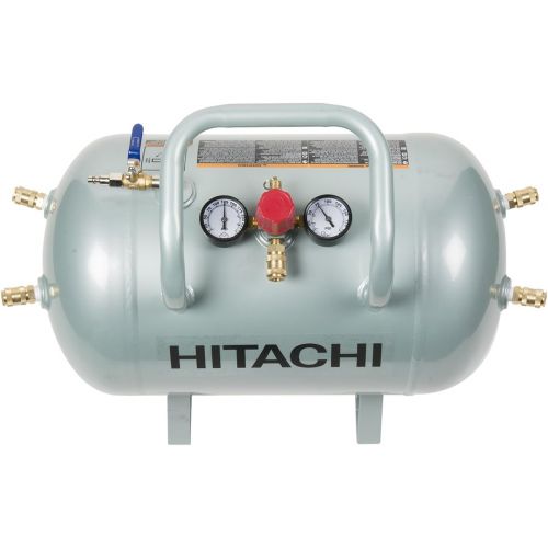  Hitachi UA3810AB Reserve Air Tank, 5 Quick Connect Couplers Installed, Roll Cage Design, Industrial Ball Valve, ASME Certified, 10 Gallon Capacity