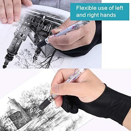  [아마존베스트]metagio Pack of 6 elastic anti-fouling gloves, drawing glove, tablet, drawing glove, suitable for the right and left hand, freehand drawing gloves for graphics tablets