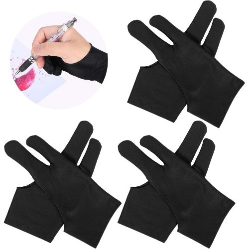  [아마존베스트]metagio Pack of 6 elastic anti-fouling gloves, drawing glove, tablet, drawing glove, suitable for the right and left hand, freehand drawing gloves for graphics tablets