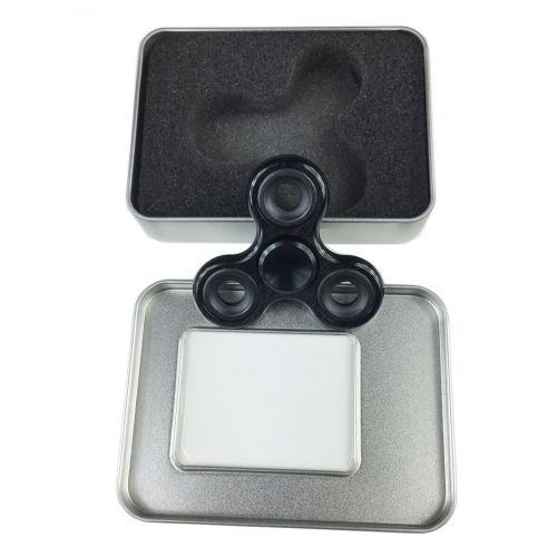  Metal Fidget Hand Spinner Long Spin ADHD Stress Relief Desk Toy With Gift Box. - Black