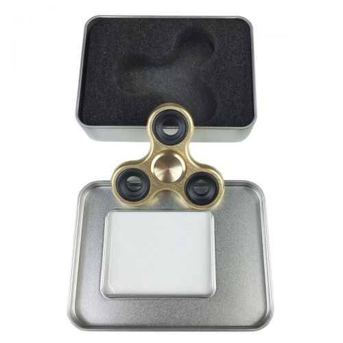  Metal Fidget Hand Spinner Long Spin ADHD Stress Relief Desk Toy With Gift Box. - GOLD