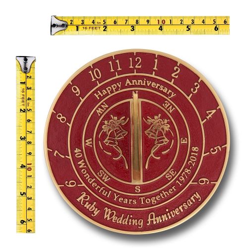  Metal ANTIQUECOLLECTION 40th Ruby Wedding Anniversary Sundial Gift