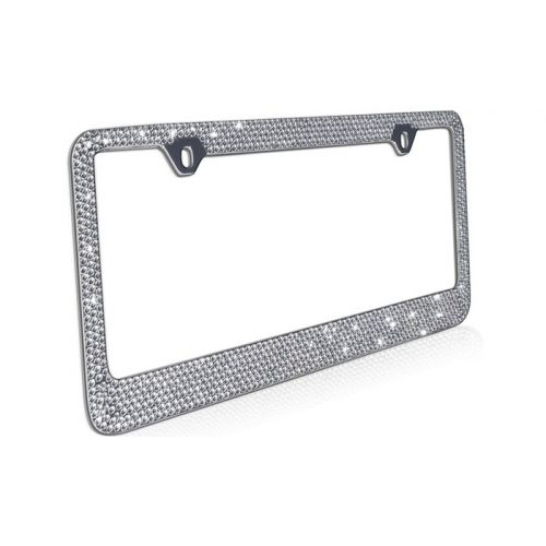  Metal License Plate Frame with Glitter Bling Rhinestone Diamonds