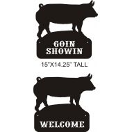 /Metalartbyus Show pig sign or yard stake. Custom Livestock 4-H FFA metal art pen, barn or yard decor. Animal decoration personalized.