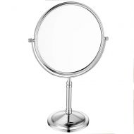 Metcandy Double-Sided Makeup Mirror 360° Rotating Enlarged Dressing Table Mirror 6-inch Portable Bathroom Vanity Mirror,Chrome,5X