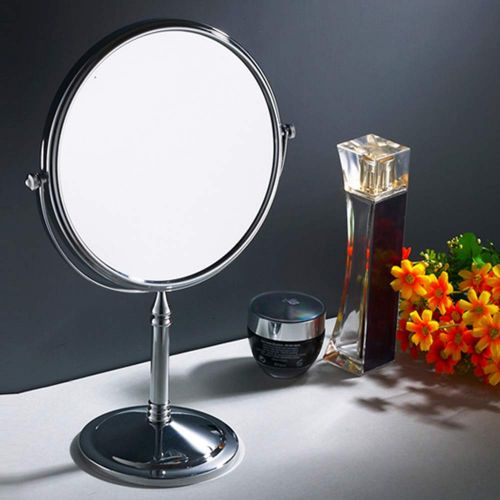  Metcandy Double-Sided Makeup Mirror 360° Rotating Enlarged Dressing Table Mirror 6-inch Portable Bathroom Vanity Mirror,Chrome,5X