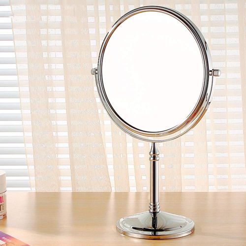  Metcandy Double-Sided Makeup Mirror 360° Rotating Enlarged Dressing Table Mirror 6-inch Portable Bathroom Vanity Mirror,Chrome,5X