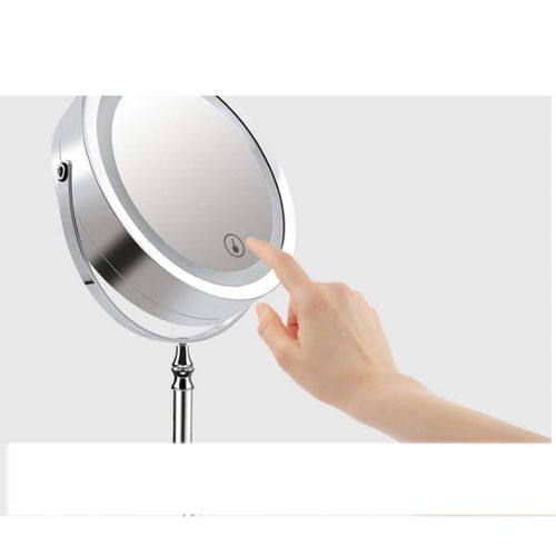  Metcandy Rechargeable LED Makeup Mirror Touch Dimming Mirror 360° Rotating 7 Inch 10 Times Desktop Enlarged Bathroom Mirror