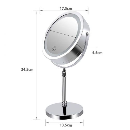  Metcandy Rechargeable LED Makeup Mirror Touch Dimming Mirror 360° Rotating 7 Inch 10 Times Desktop Enlarged Bathroom Mirror