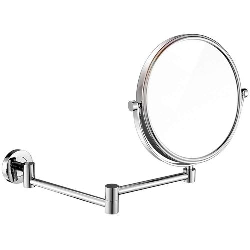  Metcandy Magnifying Wall-Mounted Vanity Mirror Expandable Telescopic 360° Rotating 8-inch Bathroom Vanity Mirror,Chrome,7X