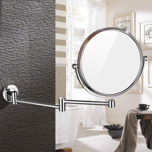  Metcandy Magnifying Wall-Mounted Vanity Mirror Expandable Telescopic 360° Rotating 8-inch Bathroom Vanity Mirror,Chrome,7X