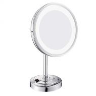 Metcandy LED Magnifying Mirror 360° Rotating 8 inch Portable Removable Bathroom Vanity Mirror,Chrome,5X