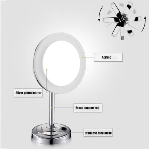  Metcandy LED Magnifying Mirror 360° Rotating 8 inch Portable Removable Bathroom Vanity Mirror,Chrome,5X