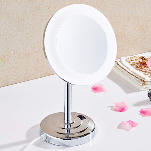  Metcandy LED Magnifying Mirror 360° Rotating 8 inch Portable Removable Bathroom Vanity Mirror,Chrome,5X