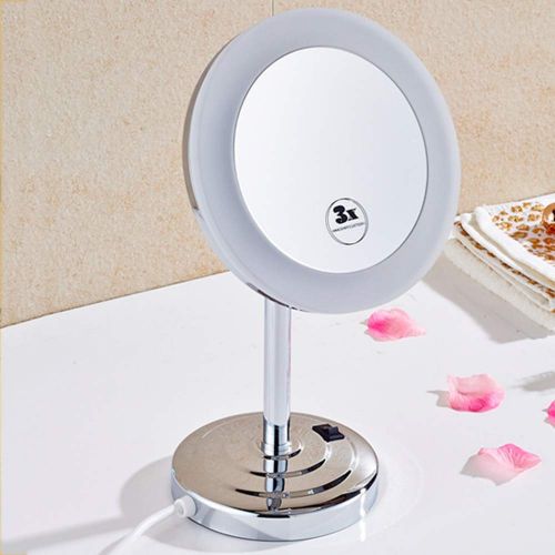  Metcandy LED Magnifying Mirror 360° Rotating 8 inch Portable Removable Bathroom Vanity Mirror,Chrome,5X