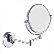 Metcandy Plug in Operated LED Lighted Makeup Mirror Wall Mounted Double-Sided Illuminated Magnifying Beauty 360° Free Rotating Vanity Mirror, Silver, 5X