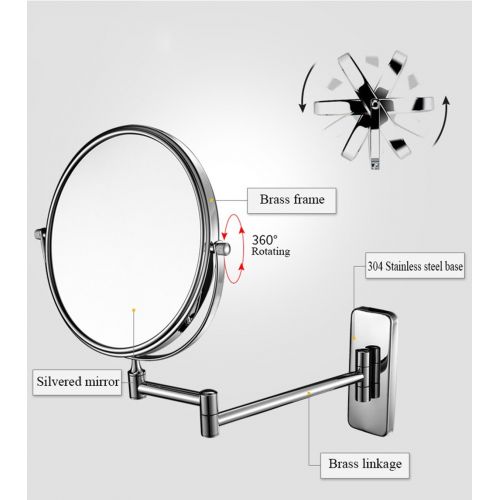 Metcandy Plug in Operated LED Lighted Makeup Mirror Wall Mounted Double-Sided Illuminated Magnifying Beauty 360° Free Rotating Vanity Mirror, Silver, 5X