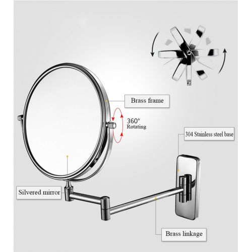  Metcandy Vanity Mirror Magnifying Wall Mounted Shaving Makeup Luxury Waterproof 360° Free Rotating Clarity Bathroom Mirror, 8inch