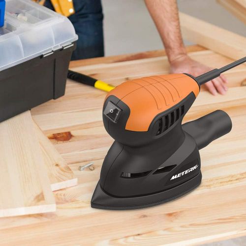  [아마존 핫딜]  [아마존핫딜]Random Orbit Sander, Meterk 13500RPM Mouse Detail Sander Wall Putty Polishing Machines Sander with 16PCS Sandpapers Dust Collection Port for Tight Spaces Sanding in Home Decoration