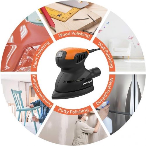  [아마존 핫딜]  [아마존핫딜]Random Orbit Sander, Meterk 13500RPM Mouse Detail Sander Wall Putty Polishing Machines Sander with 16PCS Sandpapers Dust Collection Port for Tight Spaces Sanding in Home Decoration