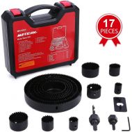 [아마존핫딜][아마존 핫딜] Hole Saw Set, Meterk 17 Pcs Hole Saw Kit with 13Pcs Saw Blades, 2 Mandrels, 1 Installation Plate, 1 Hex Key, Max Size 6(152mm) and Min Size 3/4 (19mm), Ideal for Soft Wood, PVC Boa