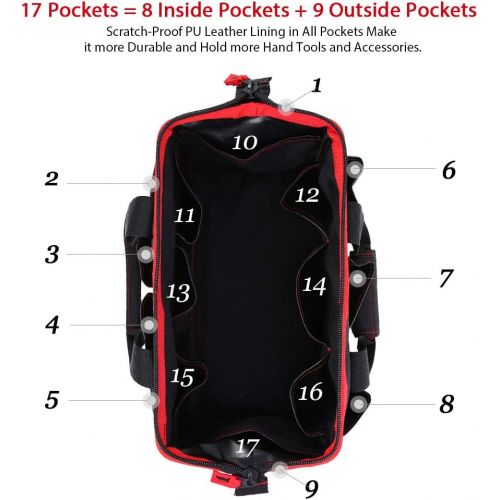  [아마존 핫딜] [아마존핫딜] Werkzeugtasche & Werkzeugbeutel, Meterk Transporttasche, Robuster 600D Polyestergewebe und Kratzfestes PU-Lederfutter, (40 x 25 x 22cm, komfortabler stabiler Griff und Verstellbare