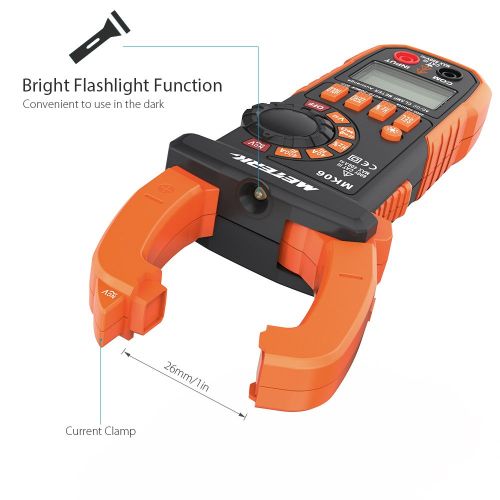  Meterk Digital Clamp Meter Multimeter 4000 Counts Auto-ranging Multimeter with AC/DC Voltage&Current, Resistance, Capacitance, Frequency, Diode, Hz Test, Non-contact Voltage Detect