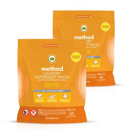  Method Laundry Detergent Packs, Beach Sage, 42 Loads per bag, 2 Count