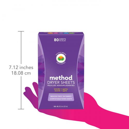  Method Dryer Sheets, Lavender Plus Cypress, 80 Sheets, 6 Count