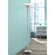 Metro Modern Torchiere Floor Lamp Brushed Steel Frosted White Acrylic Shade Dimmable for Living Room Bedroom Uplight - Possini Euro Design