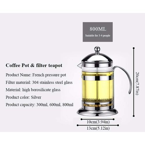  Mettime French Press Filter Kaffeekanne Haushalt hitzebestandiges Glas Mehrzweck Machen Kaffee Jasmin Tee Milch Blase - 800ML