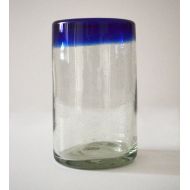 Mexico2Us Blue water glass Rim handblown