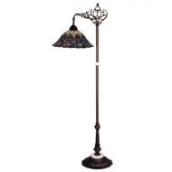Meyda Tiffany 65840 Arm Floor Lamp, Mahogany Bronze Finish with Undulating Stained