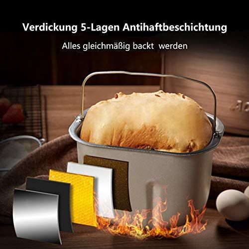  Bvivoa Brotbackautomat Brotbackmaschine Backmeister mit 19 Programme fuer 500g-1000g Brotgewicht, 710W, 15 Stunden Timing-Funktion, Warmhaltefunktion, Sichtfenster und LED Bildschir