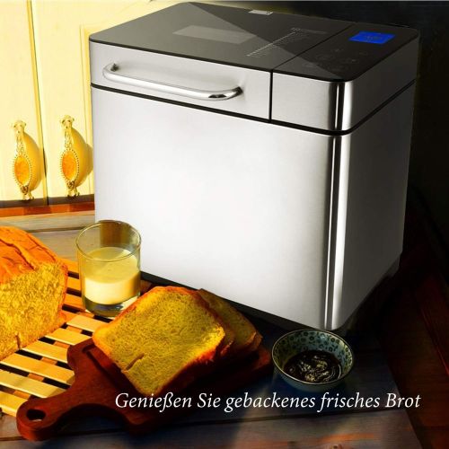  Bvivoa Brotbackautomat Brotbackmaschine Backmeister mit 19 Programme fuer 500g-1000g Brotgewicht, 710W, 15 Stunden Timing-Funktion, Warmhaltefunktion, Sichtfenster und LED Bildschir