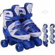 mfw@wewe Roller Skates Adjustable Kids Single Row Double Row Two in One Triple Lock Mesh Breathable for Beginners Toddlers Children Boys Girls Inline Skates Color : Blue, Size : M(