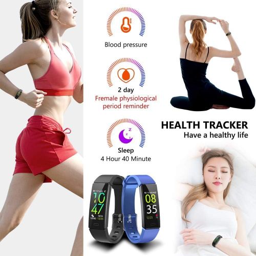  Mgaolo Fitness Tracker with Blood Pressure Heart Rate Sleep Monitor,10 Sport Modes IP68 Waterproof Activity Tracker Fit Smart Watch with Pedometer Calorie Step Counter for Women Me