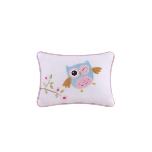  Mi 6 Piece Pink Off White Girls Owl Floral Theme Comforter Twin Set, Cute Fun All Over Owls Bedding, Friendly Bird Animals Blossoming Daisy Flower Tree Themed Polka Dots Pattern, Purp