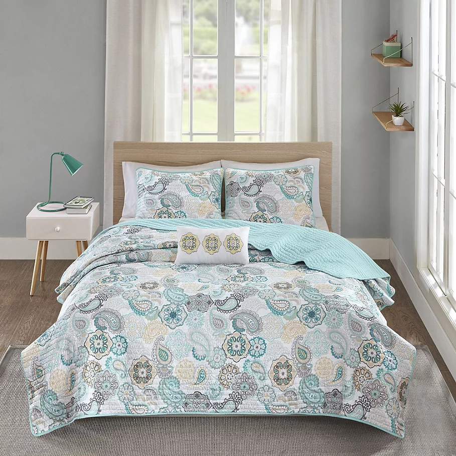  Mi Zone Tamil Coverlet Set in Blue