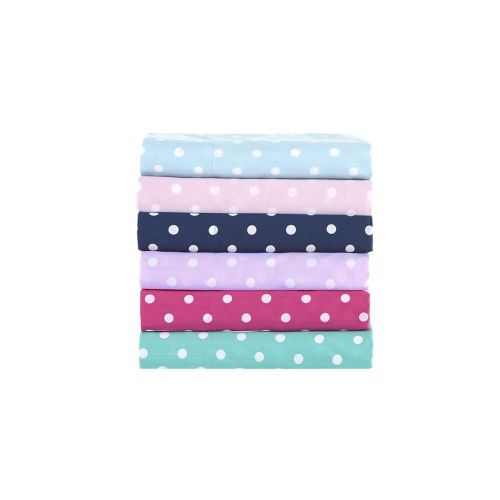  Mi-Zone Mi Zone Polka Dot Printed 100% Cotton Percale Ultra Soft 4 Piece Sheet Set For Girls Bedding, Queen Size, Indigo