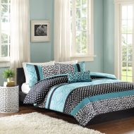 Mi-Zone Chloe Comforter Set Full/Queen Size - Teal, Polka Dots, Damask, Leopard  4 Piece Bed Sets  Ultra Soft Microfiber Teen Bedding for Girls Bedroom