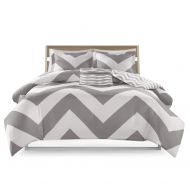 Mi-Zone Mi Zone Libra Teen Girls Boys Duvet Cover Set King/Cal King Size - Grey , Chevron  4 Piece Bed Covers Bedding Sets  Ultra Soft Microfiber Duvet Cover Set