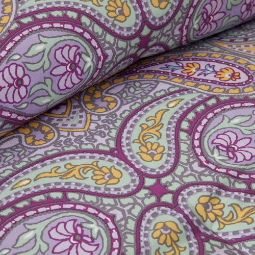  Mi-Zone Keisha Comforter Set Full/Queen Size - Fuchsia, Grey, Paisley Damask  4 Piece Bed Sets  Peach Skin Fabric Teen Bedding for Girls Bedroom