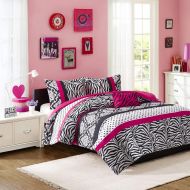 Mi-Zone Reagan Comforter Set King/Cal King Size - Pink, Zebra Polka Dot  4 Piece Bed Sets  Ultra Soft Microfiber Teen Bedding for Girls Bedroom