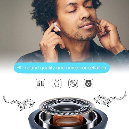  MiAO Wireless Earbuds,Bluetooth Headphones Sweatproof Sport Headsets in-Ear Noise Cancelling Earphone with Built-in Mic and Charging Case for iPhone and Other Smart Devices