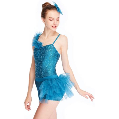  MiDee Jazz Dance Costume Outfit 2 Pieces Decorative Border Camisole Steel Tube Wear