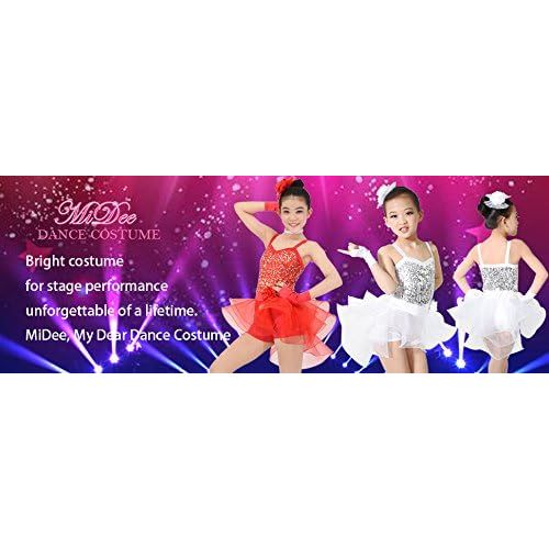  MiDee Girls Dance Costume Ballet Biketard Camisole Sequin Dress