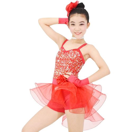  MiDee Girls Dance Costume Ballet Biketard Camisole Sequin Dress