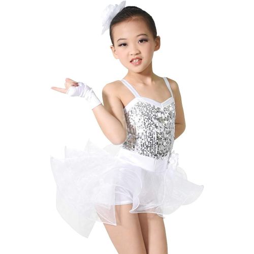 MiDee Girls Dance Costume Ballet Biketard Camisole Sequin Dress